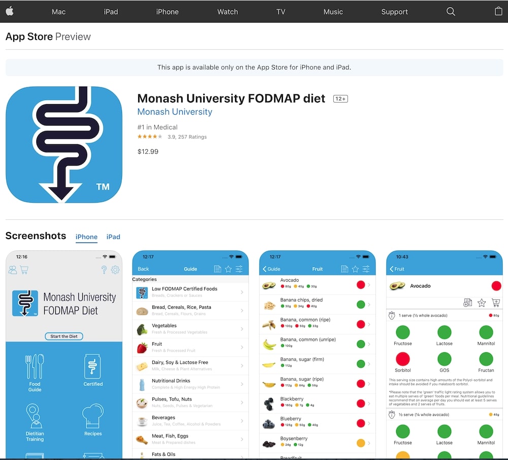 FODMAPアプリ（Monash University FODMAP diet）